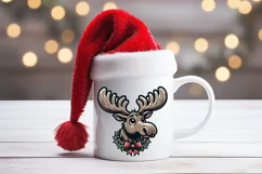 Christmas animal clipart sublimation PNG | Funny elk face Product Image 3