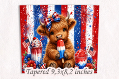 Patriotic Highland Cow 20oz Tumbler Wrap PNG Product Image 3
