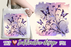 3d Pastel tropical butterfly|Purple sublimation design png Product Image 1