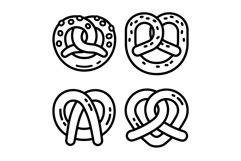 Bavarian pretzel icon set, outline style Product Image 1