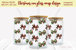 Christmas coquette bows pattern design can glass wrap 16oz Product Image 2