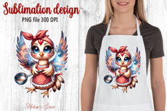 Funny chicken in the kitchen clipart|Cute sublimation design Product Image 1