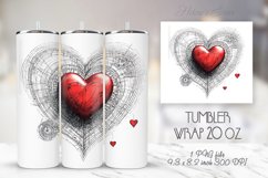 Red heart tumblers wrap sublimation | Valentines day tumbler Product Image 1