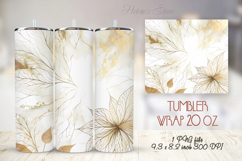 Golden watercolor leaves straight tumbler 20oz wrap designs Product Image 1