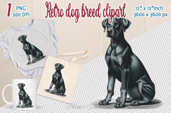 Cute vintage dog clipart | Retro dog breed design png Product Image 1