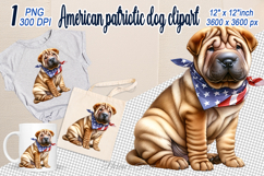 Cute puppy Dog with American flag clipart|USA Patriotic dogs Product Image 1