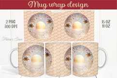 Summer beach palm tree mug wrap 15oz sublimation designs png Product Image 1