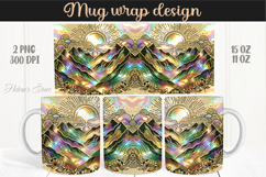 Fantasy mountains iridescent design mug wrap 15oz 11oz png Product Image 1