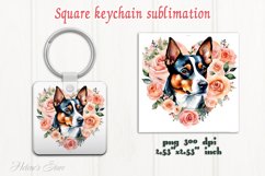 Lover Dog square keychain|Floral heart pets Keychains design Product Image 1