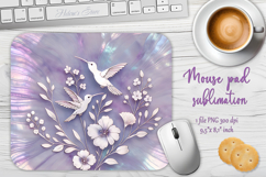 Iridescent hummingbird lilac mouse pad sublimation design Product Image 1