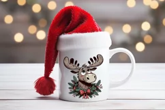 Christmas animal clipart sublimation PNG | Funny elk face Product Image 3
