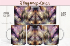 Purple Halloween house pattern iridescent mug wrap design Product Image 1