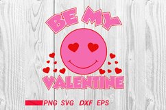 be my valentine svg smiley valentines day cut file Product Image 1