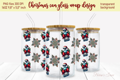 Snowflakes &amp; bottles pattern design glass can wrap 16oz png Product Image 2