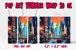 City Pop art tumbler wrap| Urban Tumbler sublimation 20 oz Product Image 1