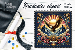 Graduate sublimation png|Graduating vintage postage stamp Product Image 1