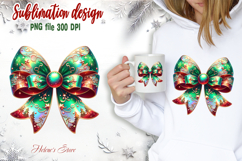 Christmas coquette bows design|Red Green bow T-shirt clipart Product Image 2
