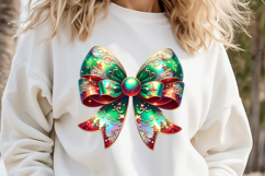 Christmas coquette bows design|Red Green bow T-shirt clipart Product Image 1