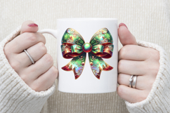 Christmas coquette bows design|Red Green bow T-shirt clipart Product Image 3