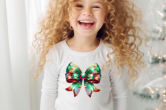 Christmas coquette bows design|Red Green bow T-shirt clipart Product Image 4