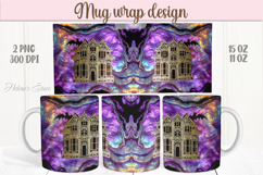 Purple Halloween house pattern iridescent mug wrap design Product Image 1
