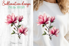 Spring flowers sublimation design png| Pink magnolia clipart Product Image 1