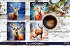Christmas Deer Square Coaster | Winter Holiday Designs Product Image 1