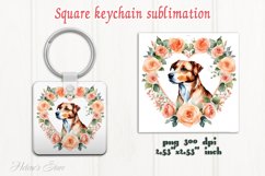 Lover Dog square keychain|Floral heart pets Keychains design Product Image 1