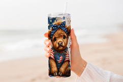 God Bless America Highland Cow 20oz Wrap PNG Product Image 5