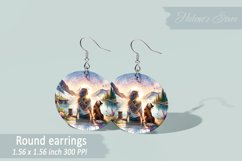 Round Earrings sublimation | Girl and dog earrings Product Image 1