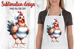 Funny chicken in the kitchen clipart|Cute sublimation design Product Image 1