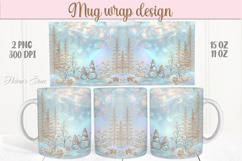 Pastel Magic Christmas mug wrap png |Blue &amp; gold mug design Product Image 1
