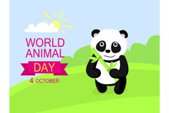 October animal day concept background, flat style Product Image 1