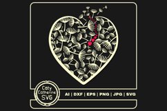 Dandelion Wish Love Heart Graphic SVG Cut File Product Image 1