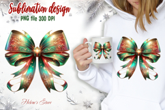 Christmas coquette bows design|Red Green bow T-shirt clipart Product Image 1