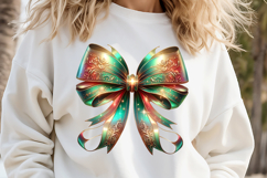 Christmas coquette bows design|Red Green bow T-shirt clipart Product Image 2