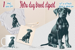 Cute vintage dog clipart | Retro dog breed design png Product Image 1