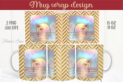 Summer beach palm tree mug wrap 15oz sublimation designs png Product Image 1