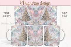 Magic Christmas tree mug wrap png |Pink &amp; gold mug design Product Image 1