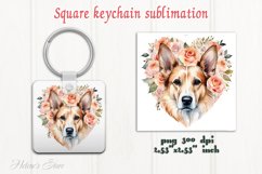 Lover Dog square keychain|Floral heart pets Keychains design Product Image 1