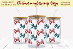 Christmas coquette bows pattern design can glass wrap 16oz Product Image 1