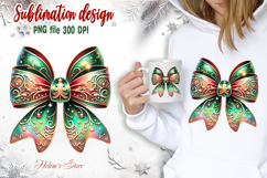 Christmas coquette bows design|Red Green bow T-shirt clipart Product Image 1