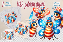 Funny bees in American flag colors clipart |Independence Day Product Image 1