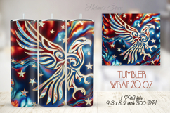 USA Fourth of July tumbler wrap 20oz | Patriotic Bald eagle Product Image 1