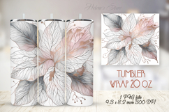 Pink watercolor leaves straight tumbler 20oz wrap design Product Image 1
