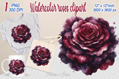 Watercolor Aesthetic Roses Clipart | Amazing bright Flower Product Image 1