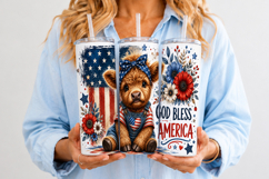 God Bless America Highland Cow 20oz Wrap PNG Product Image 2