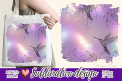 Pastel hummingdird Flower image | Purple sublimation design Product Image 1