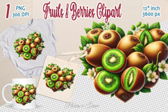 Ripe juicy tropical fruits heart clipart | Summer sweet food Product Image 1