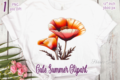 Poppy Wild flower clipart | Vintage Summer flower graphics Product Image 1